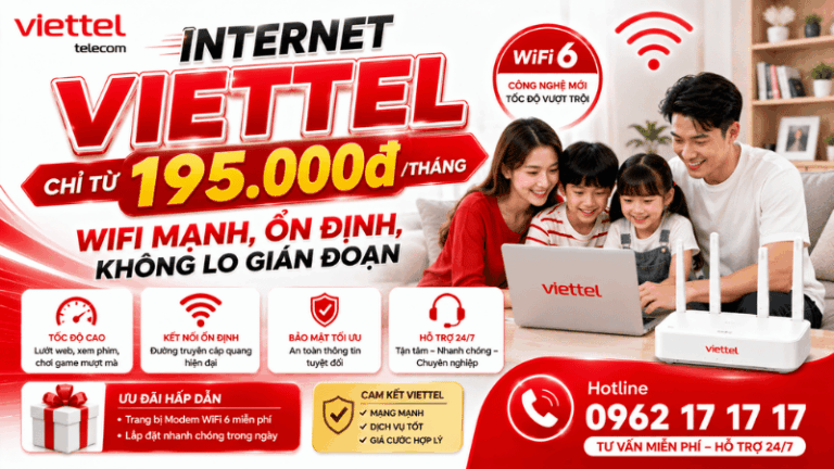 Internet Viettel Chỉ Từ 195.000đ/Tháng