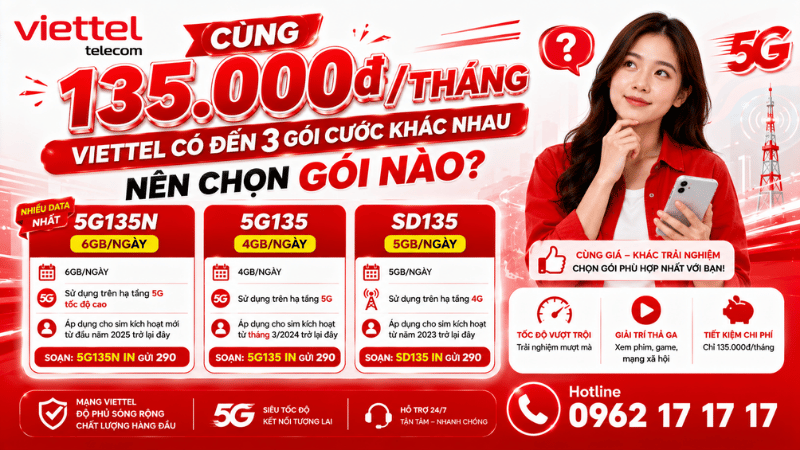 Cùng 135.000đ/Tháng,, Viettel Có Đến 3 Gói Cước Khác Nhau - Nên Chọn Gói Nào?