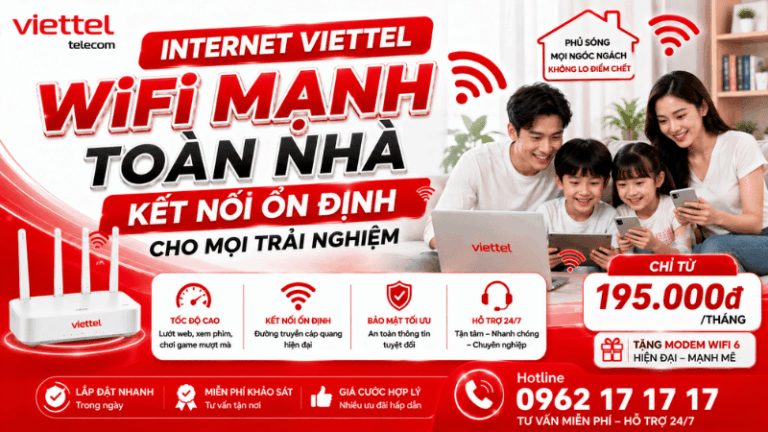 Internet Viettel – WiFi Mạnh Toàn Nhà