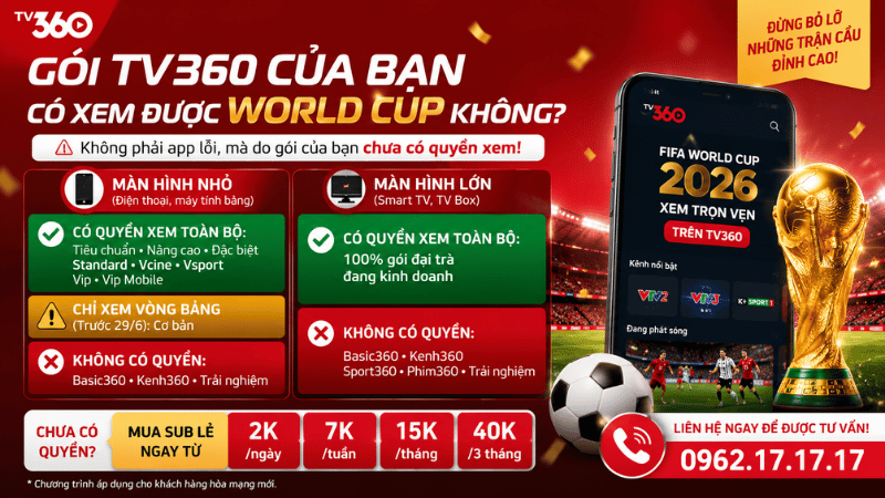 Gói TV360 Của Bạn Có Xem Được World Cup Không? Cách Kiểm Tra Quyền Xem Nhanh Nhất