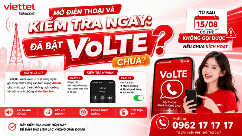 MỞ ĐIỆN THOẠI VÀ KIỂM TRA NGAY: ĐÃ BẬT VoLTE CHƯA? Sau 15/08 Có Thể Không Gọi Được Nếu Chưa Kích Hoạt