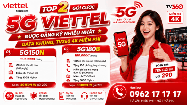 Top 2 Gói Cước 5G Viettel Được Đăng Ký Nhiều Nhất