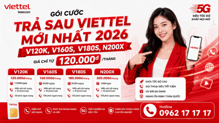 Gói Cước Trả Sau Viettel Mới Nhất 2026