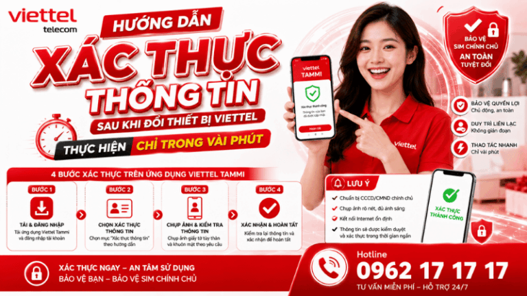 Hướng Dẫn Xác Thực Thông Tin Sau Khi Đổi Thiết Bị Viettel