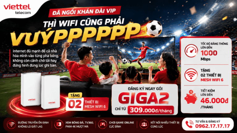 Gói GIGA2 Viettel 1000Mbps