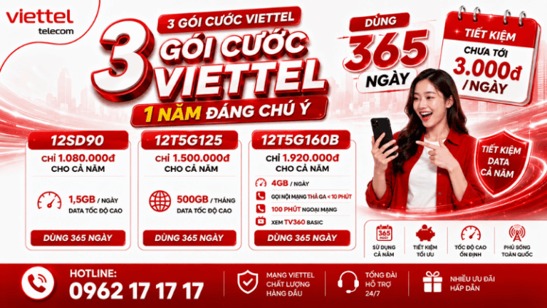 3 Gói Cước Viettel 1 Năm Đáng Chú Ý