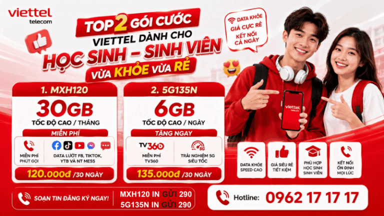Top 2 Gói Cước Viettel Dành Cho Học Sinh Sinh Viên