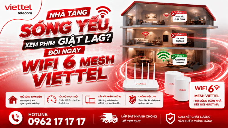 Nhà Tầng Sóng Yếu, Xem Phim Giật Lag? Đổi Ngay WiFi 6 Mesh Viettel