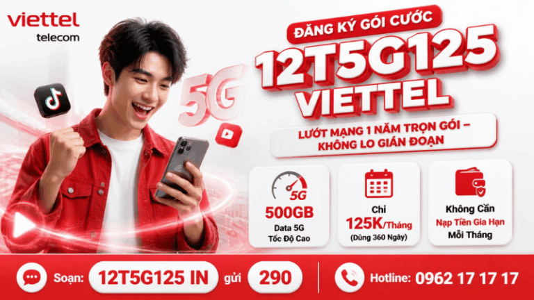 Gói Cước 12T5G125 Viettel