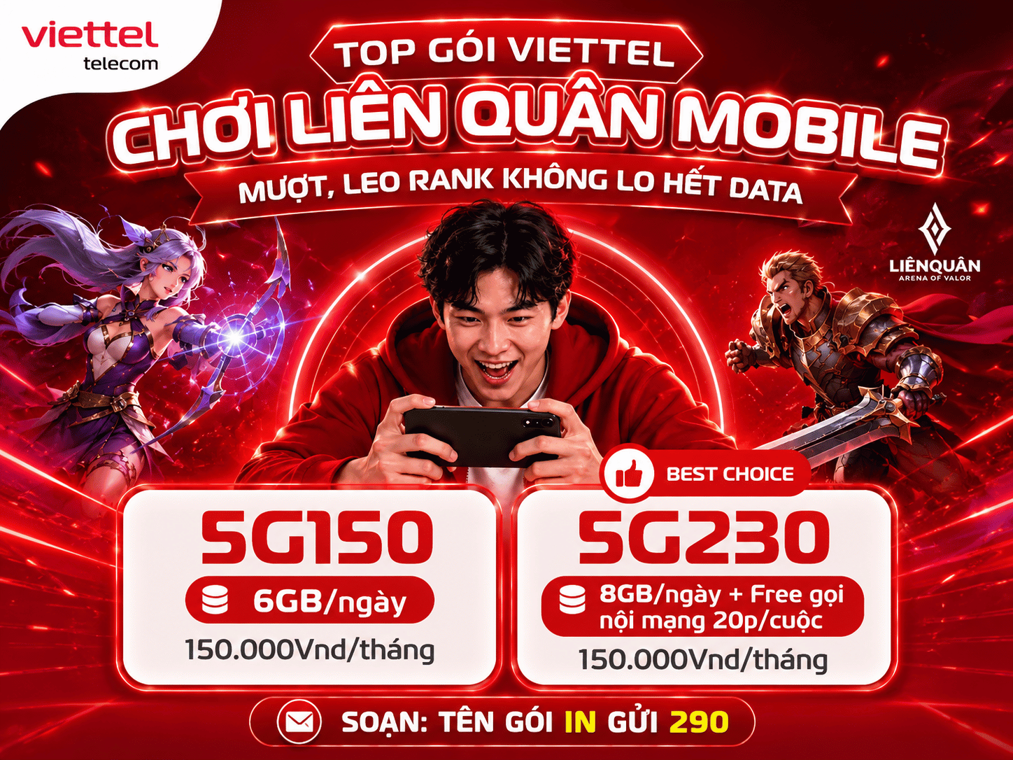 Top Gói 5G Viettel Chơi Liên Quân Mobile Mượt, Leo Rank Không Lo Hết Data